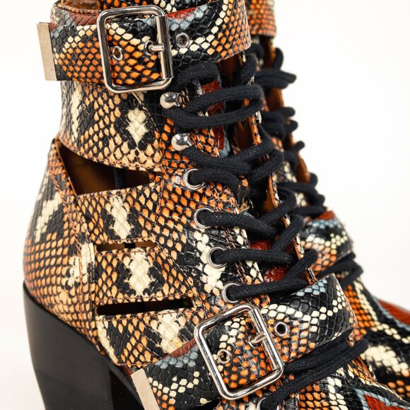 Chloe Rylee Multicolor Purple Python-Print Leather Ankle Boots - Picture 7 of 10